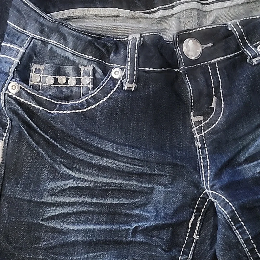 NWOT Twentyone Black by Rue 21 Bling Boot Cut Jeans Size 3/4 - Picture 5 of 13